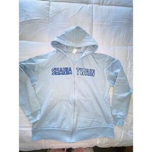 Shania Twain Full Zipper Hoodie-Powder/Baby Blue Color-Size XLarge